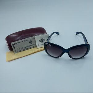 Camrose and Cross Jacqueline Kennedy Navy and Gold Tone Sunglasses Greek Key